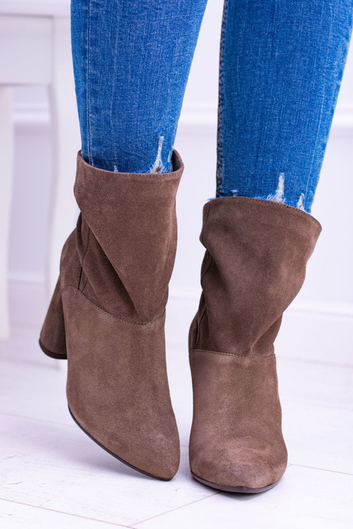 Замшеві черевики на високій шпильці Laura Messi хакі 1857