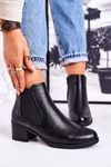 Жіночі утеплені черевики челсі на каблуці чорні Forevermore