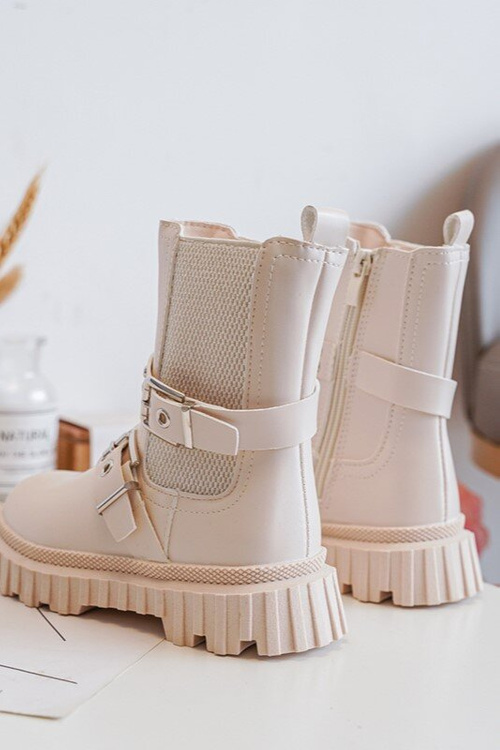 Бежеві ботильйони на блискавці для дівчинки Adeneia