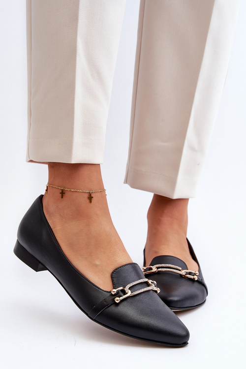 Чорні шкіряні балетки з орнаментом Zazoo 2885