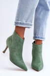 Жіночі замшеві чоботи на підборах Зелені Merisa