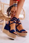 Легкі зав'язані босоніжки на танкетці Navy Marriett
