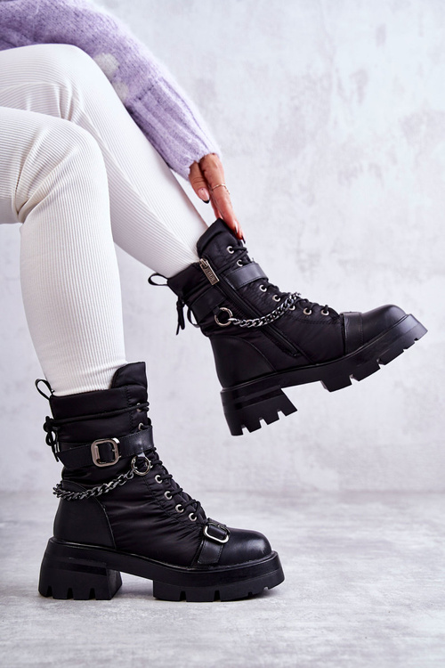 Жіночі зимові черевики з ланцюжком GOE KK2N4018 Чорні
