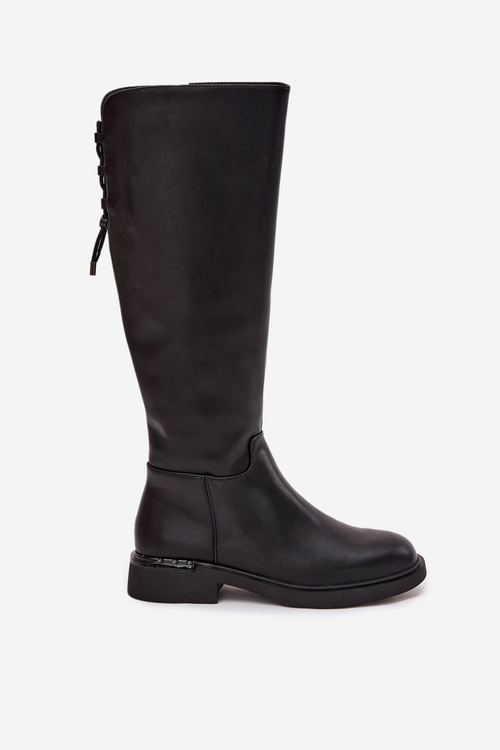 Обігріті жіночі черевики з натуральної шкіри на плоскому каблуці Vinceza 66822 Чорний