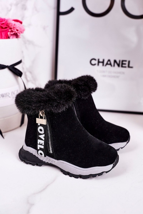 Дитячі утеплені зимові черевики з хутром Black Love-Love