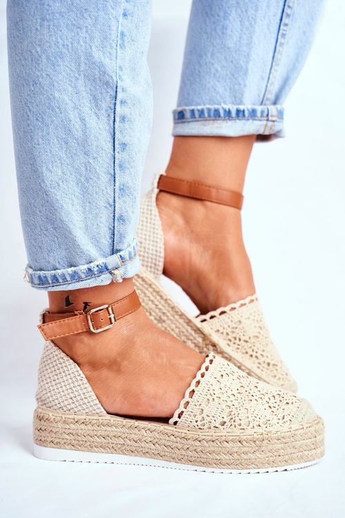 Жіночі еспадрільі з льону на платформі бежеві Palm Spring