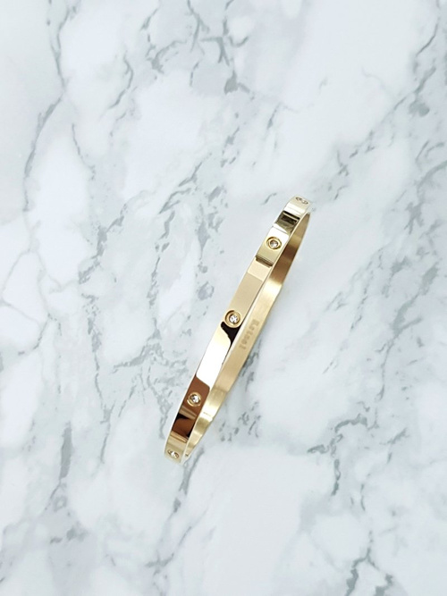 Жіночий сталевий браслет з цирконами 4 мм золото Valerii