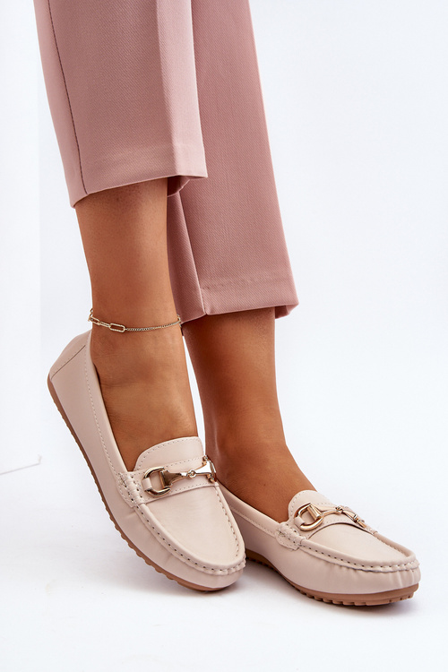 Жіночі класичні мокасини з екошкіри бежевого кольору Demese