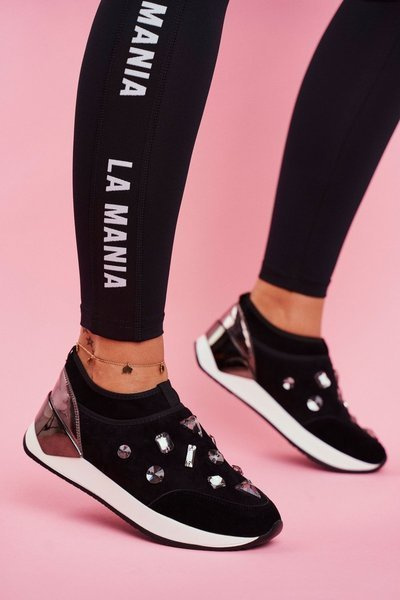 Жіноче спортивне взуття з цирконами Black Todo