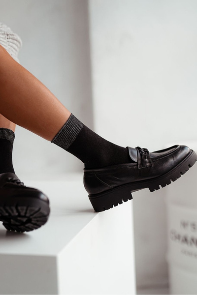 Жіночі бавовняні шкарпетки з люрексом, чорні