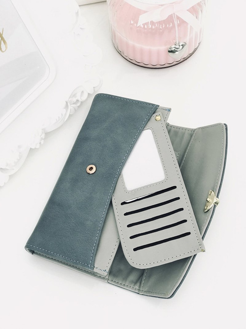 Великий жіночий блакитний гаманець із сердечком