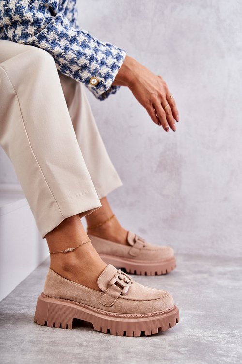 Жіночі броги замшеві з декором бежеві Leeza