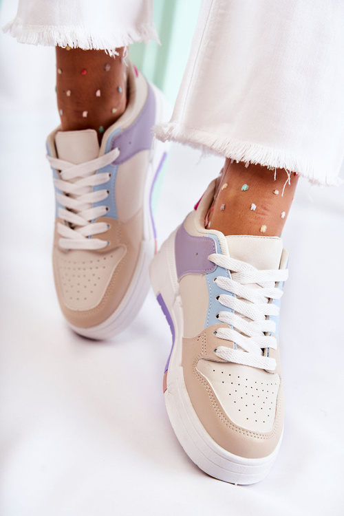 Жіночі спортивні шкіряні туфлі бежеві Francis