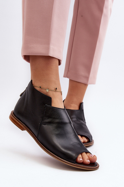 Жіночі шкіряні босоніжки Laura Messi 2443 Чорні