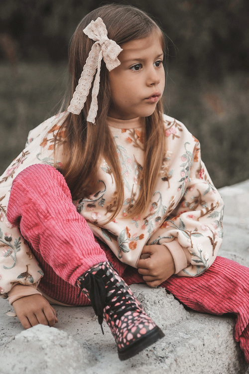 Чоботи дитячі на підкладці на блискавці чорно-рожеві Dolida