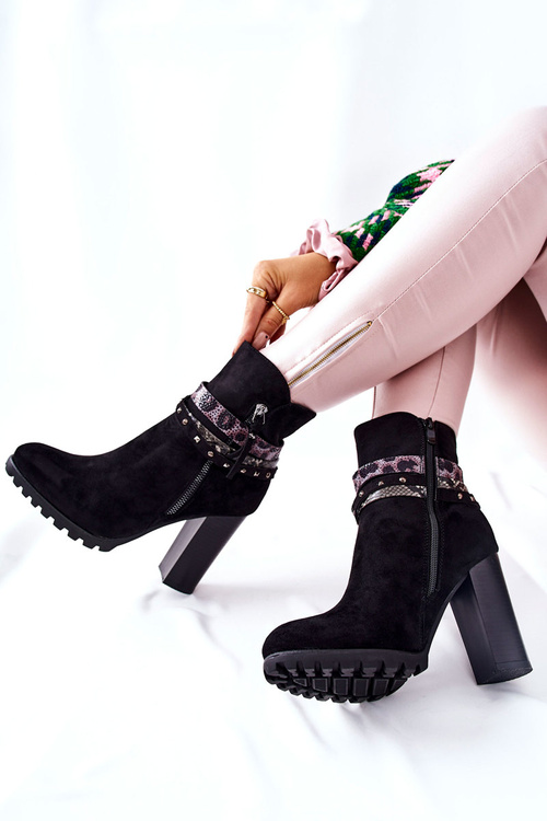 Замшеві чоботи на високому каблуці Чорні Besis