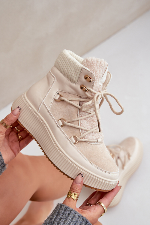Низькі Снігова Черевики На Платформі Світло-бежеві Naliora