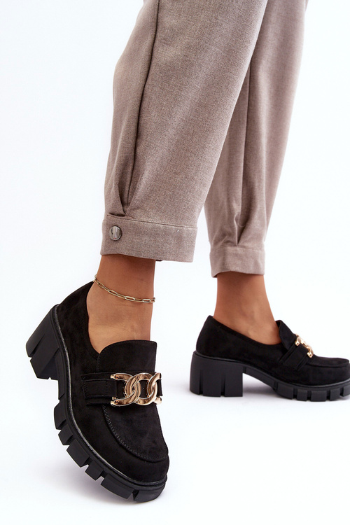 Жіночі замшеві напівчеревики з декором чорні рюли