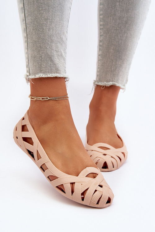 Жіночі гумові балетки голого кольору