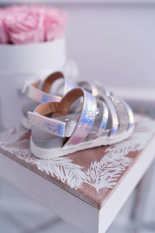 Дитячі босоніжки на липучці для дівчинки Petrol White Matilda