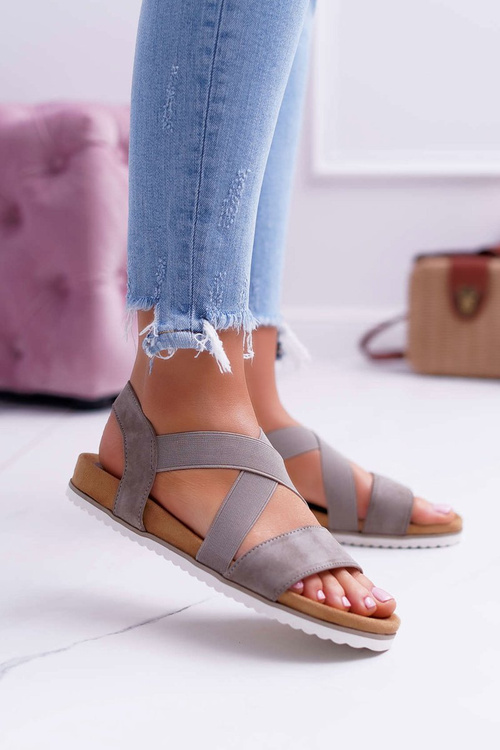 Жіночі босоніжки з гумками кольору хакі Ітако