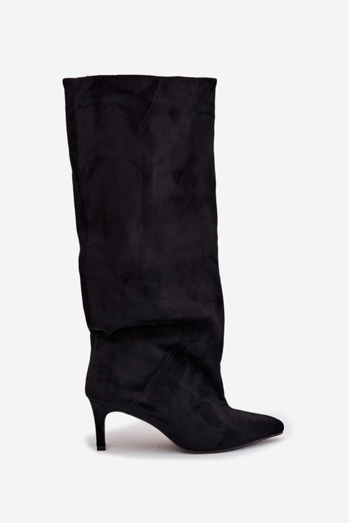 Жіночі чоботи на липучці на підборах чорні Taffine