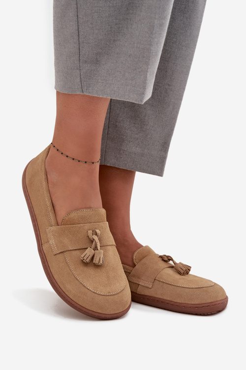 Шкіряні замшеві мокасини стилю barefoot Zazoo 322 бежеві