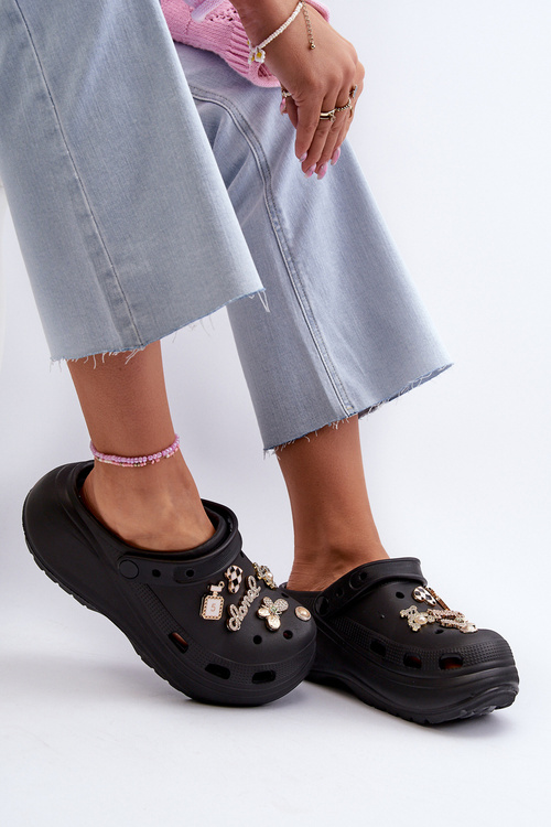 Жіночі легкі пінопластові шорти з товстою підошвою та підвісками Black Effiora