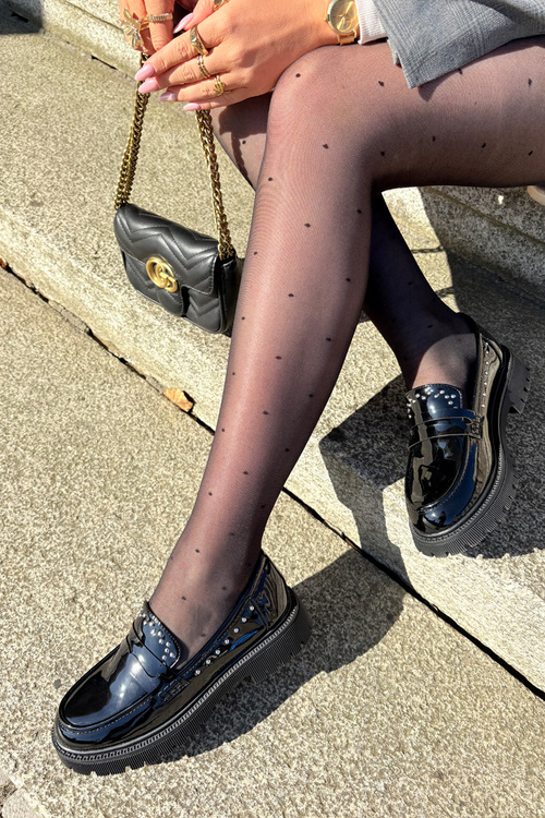 Жіночі Лаковані Мокасини З Декором Чорні Nallae