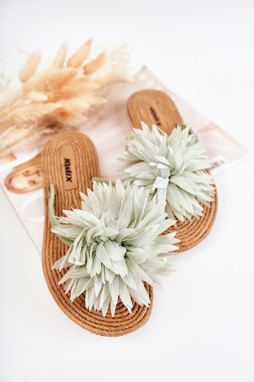 Жіночі шльопанці з тканинним орнаментом Зелений Eviana