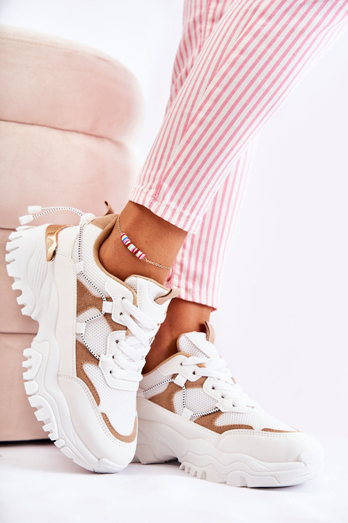 Модне текстильне спортивне взуття бежево-білого кольору Amariso