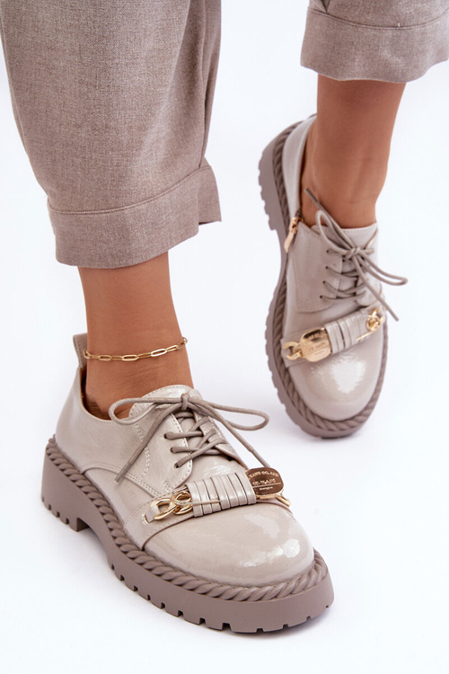 Жіночі глянцеві напівчеревики D&A MR870-81 сірі