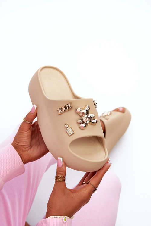 Жіночі легкі пінопластові сандалі з прикрасами темно-бежевого кольору Orchia