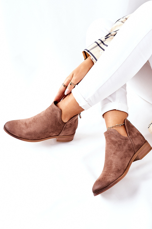 Жіночі замшеві чоботи утеплені бежеві Joaliene