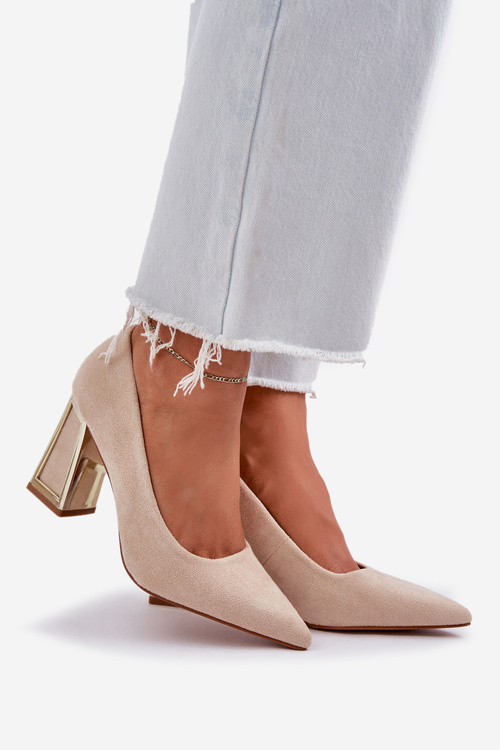 Елегантні Туфлі На Каблуці З Загостреними Носами Бежеві Falseki