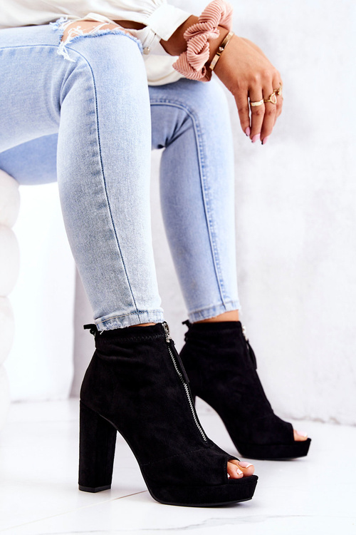 Замшеві чоботи на блискавці Black Donnita