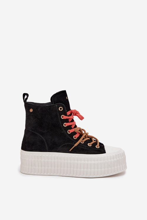 Замшеві утеплені жіночі кросівки на масивній платформі GOE SS2N4046 Чорний