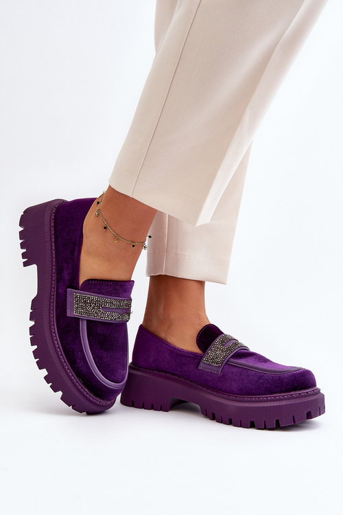 Жіночі оксамитові мокасини з декором Purple Wendreda