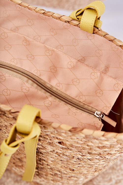 Плетена пляжна сумка NOBO XM0090 Бежево-жовта