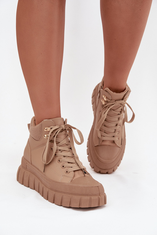 Жіночі утеплені ботфорти трапер на платформі Camel Carenna