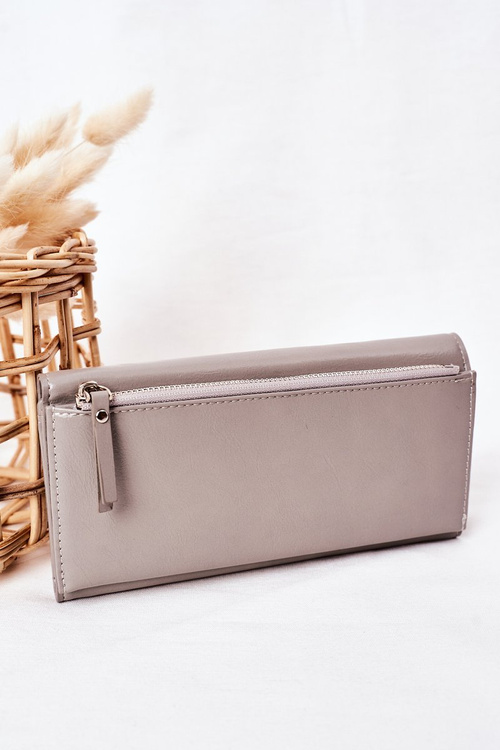 Великий жіночий гаманець з магнітом сірий