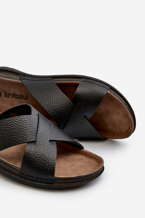 Легкі зручні чоловічі босоніжки з пряжками Inblu MT000016 Чорні