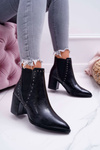 Жіночі чоботи на підборах з гумками чорного кольору Trini