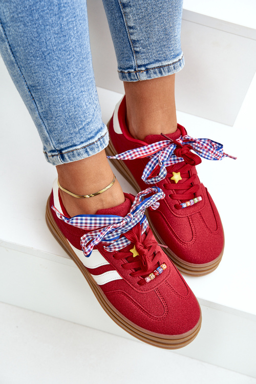 Жіночі кросівки з бантиками червоні Jariana