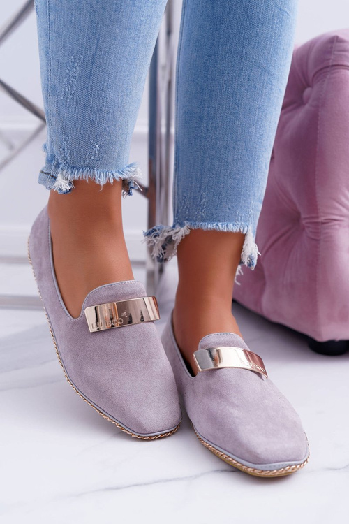 Жіночі мокасини Lu Boo Grey Gold Chain Panama