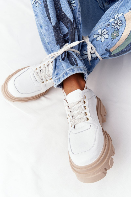 Шкіряні броги Оксфорди Lewski Shoes 3011-0 Білі