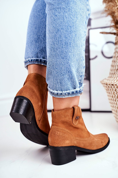 Жіночі черевики на високих підборах шкіряні Big Star Camel GG274330