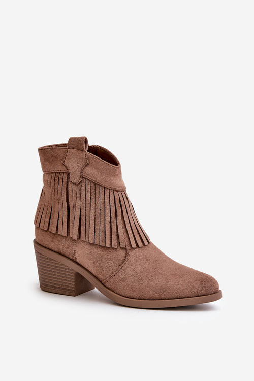 Жіночі ковбойські черевики на блискавці, еко-замшеві, коричневі S.Barski HY42-127