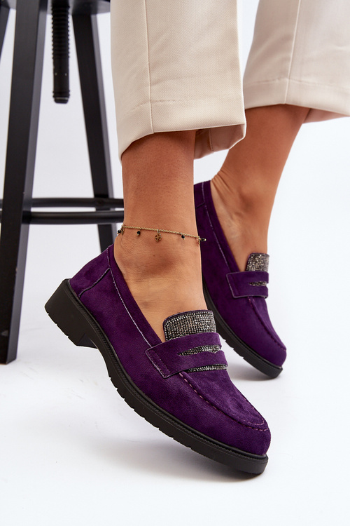 Жіночі мокасини з прикрасами фіолетового кольору Dananei