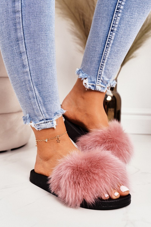Жіночі тапочки з хутром Belmondo рожеві
